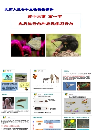 八年级生物上册 16.1 先天性行为和后天学习行为课件 北师大版
