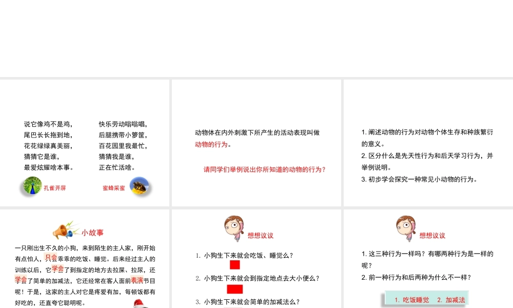 八年级生物上册 16.1 先天性行为和后天学习行为课件（1）（新版）北师大版-（新版）北师大级上册生物课件