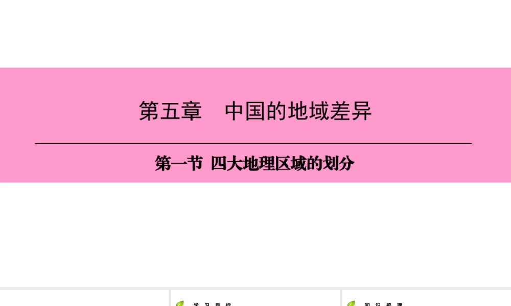 八年级地理下册 第五章 第一节 四大地理区域的划分复习课件 （新版）湘教版-（新版）湘教版初中八年级下册地理课件