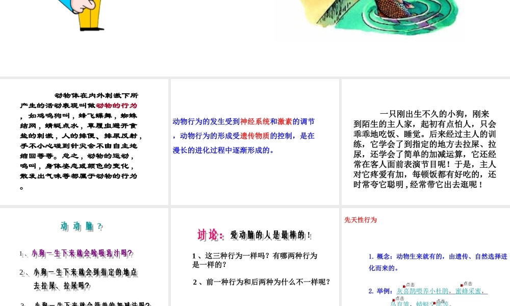 八年级生物上册 16.1《先天性行为和后天学习行为》课件2 （新版）北师大版-（新版）北师大级上册生物课件