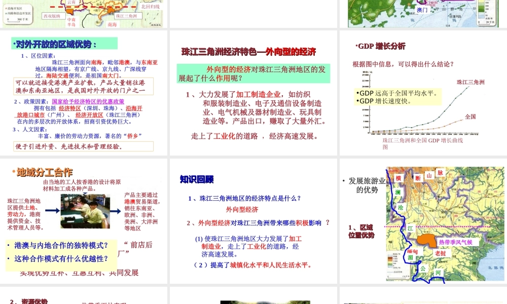 八年级地理下册《第七章 认识省内区域》复习课件 新人教版