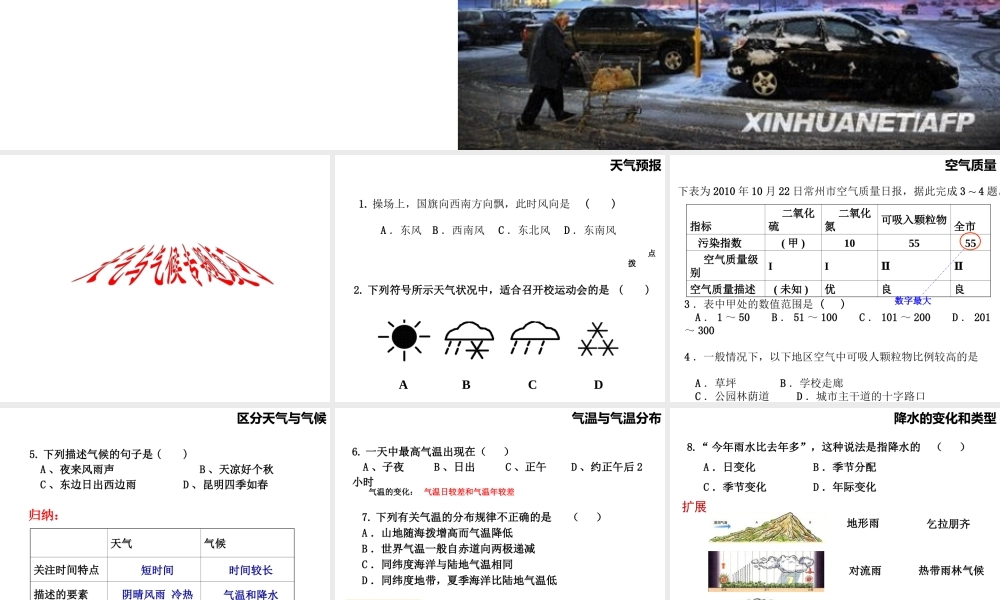 八年级地理下册 会考复习 天气与气候课件 新人教版-新人教版初中八年级下册地理课件