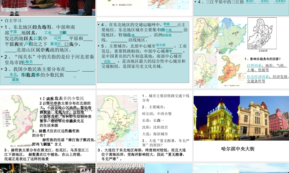 八年级地理下册 第六章 第2节 东北地区的人口与城市分布课件 （新版）湘教版-（新版）湘教版初中八年级下册地理课件