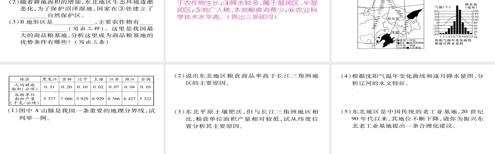 八年级地理下册 第六章 第2节“白山黑水”——东北三省（第2课时 从北大荒到北大仓）习题课件 （新版）新人教版-（新版）新人教版初中八年级下册地理课件