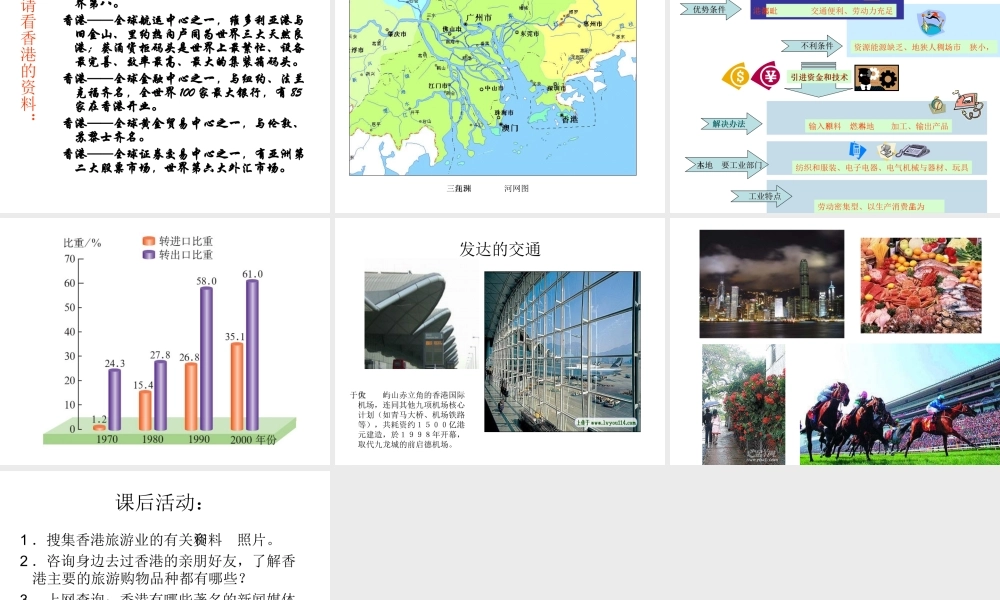 八年级地理下册 第七章 认识区域 联系与差异 第一节 香港特别行政区的国际枢纽功能课件（2） （新版）湘教版