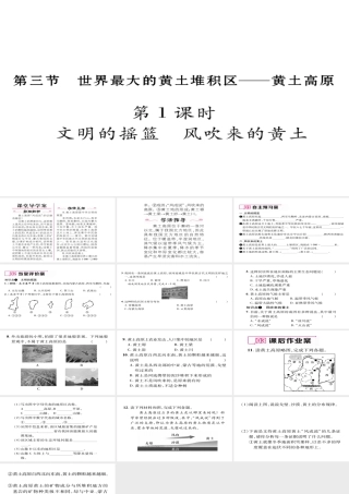 八年级地理下册 第六章 第3节 世界最大的黄土堆积区——黄土高原（第1课时 文明的摇篮 风吹来的黄土）习题课件 （新版）新人教版-（新版）新人教版初中八年级下册地理课件
