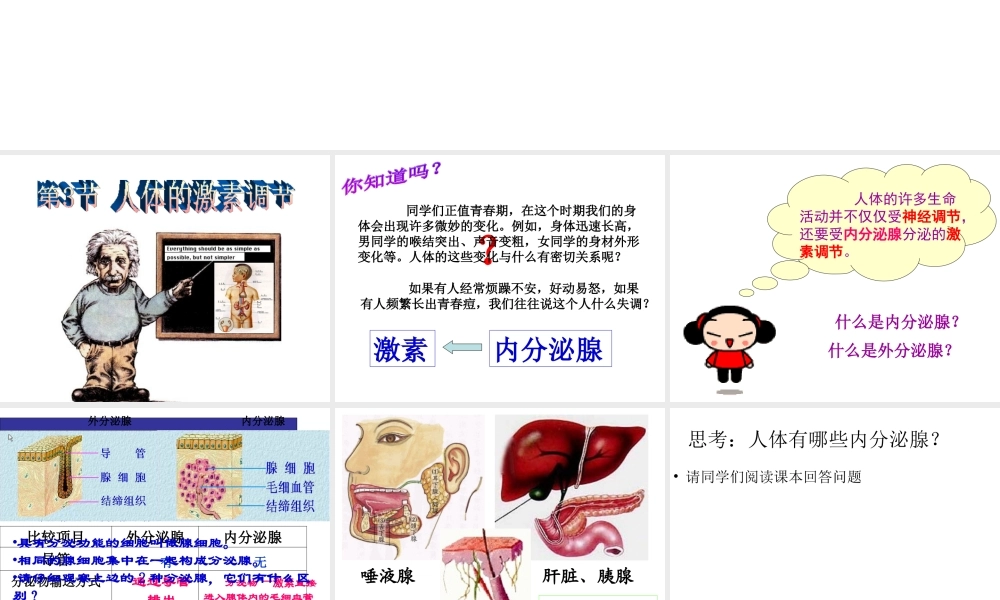 八年级生物上册 16.3 人体的激素调节课件 （新版）苏科版-（新版）苏科版初中八年级上册生物课件