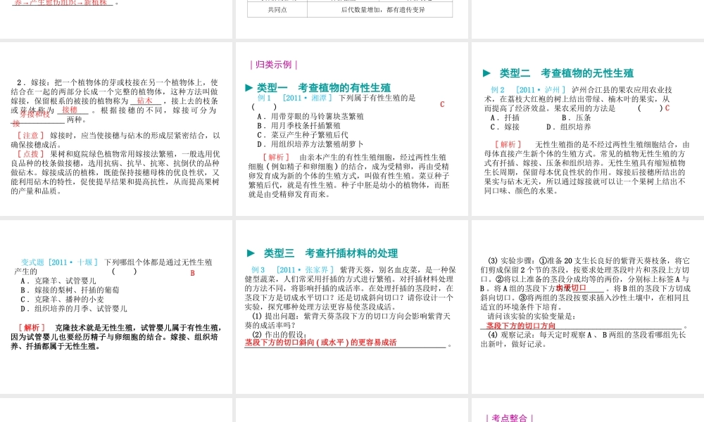 八年级生物 专题八 生物的生殖和发育复习课件 （新版）济南版-（新版）济南级全册生物课件