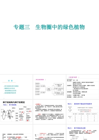 八年级生物 专题三 生物圈中的绿色植物复习课件 （新版）济南版-（新版）济南级全册生物课件
