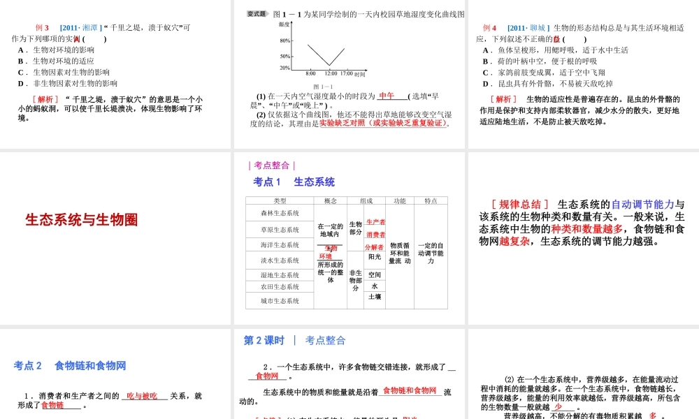 八年级生物 专题一 生物的生活环境复习课件 （新版）济南版-（新版）济南级全册生物课件