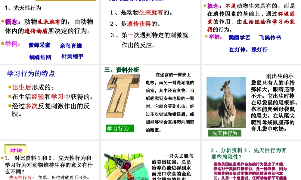 八年级生物上册 2.2 先天性行为和学习行为课件 新人教版