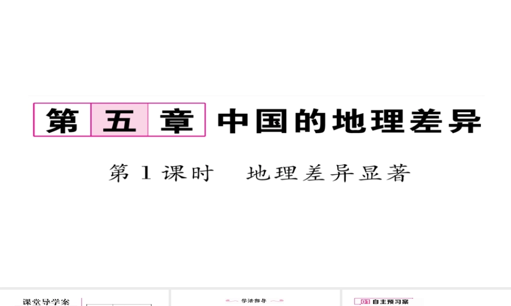 八年级地理下册 第五章 中国的地理差异（第1课时 地理差异显著）习题课件 （新版）新人教版-（新版）新人教版初中八年级下册地理课件