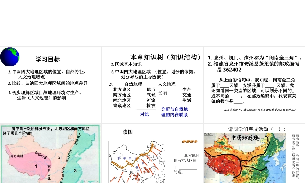 八年级地理下册 第五章 中国的地理差异复习课件 新人教版