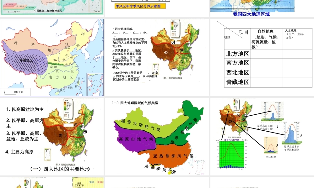 八年级地理下册 第五章 中国的地理差异复习课件 新人教版
