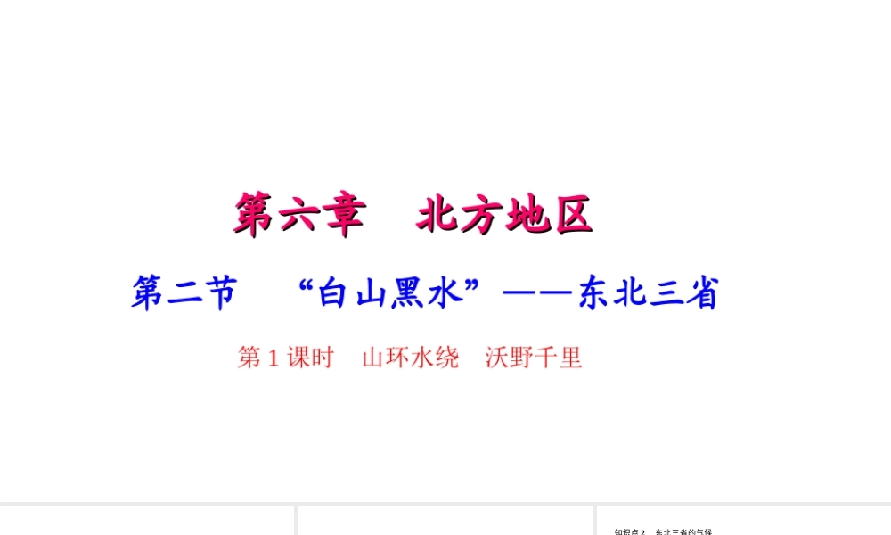 八年级地理下册 第六章 第二节 白山黑水 东北三省（第1课时）习题课件 （新版）新人教版-（新版）新人教版初中八年级下册地理课件