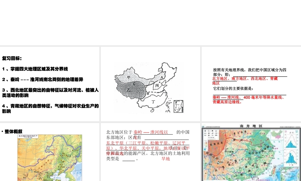 八年级地理下册 第五章 中国的地域差异复习课件 （新版）湘教版-（新版）湘教版初中八年级下册地理课件