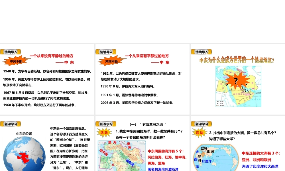 八年级地理下册 第六章 第二节 中东（第1课时）课件 中图版