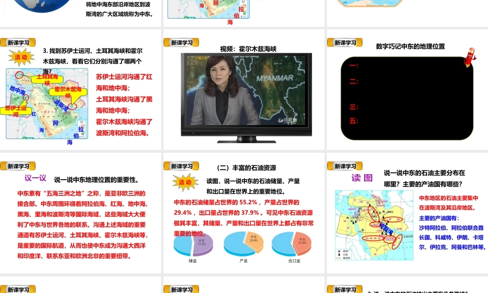 八年级地理下册 第六章 第二节 中东（第1课时）课件 中图版