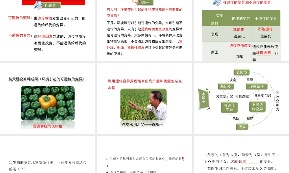 八年级生物上册  遗传与环境课件（2）（新版）北师大版-（新版）北师大级上册生物课件