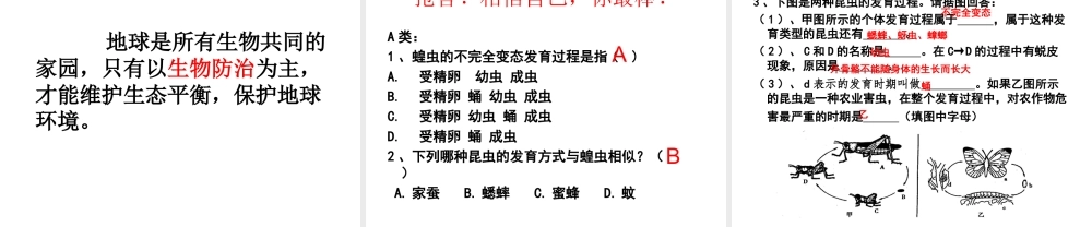 八年级生物上册 4.2.1《昆虫的生殖和发育》课件2 （新版）济南版-（新版）济南级上册生物课件