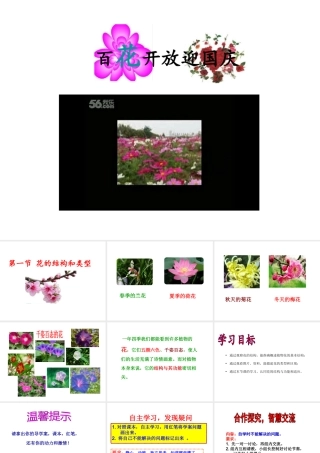 八年级生物上册 1.1 花的结构和类型课件 （新版）济南版