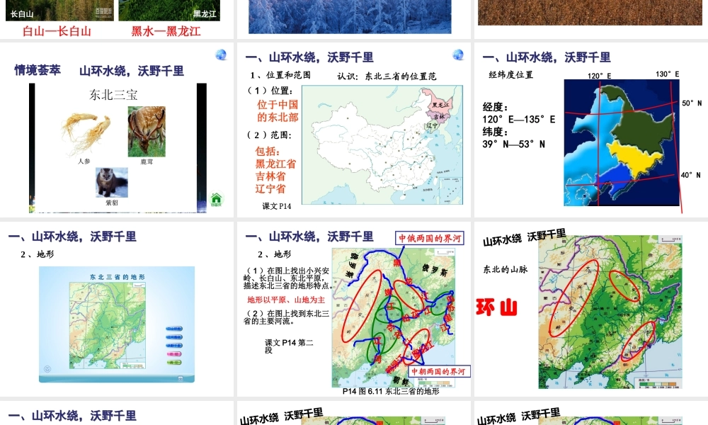 八年级地理下册 第六章 第二节“白山黑水”-东北三省课件 （新版）新人教版-（新版）新人教版初中八年级下册地理课件