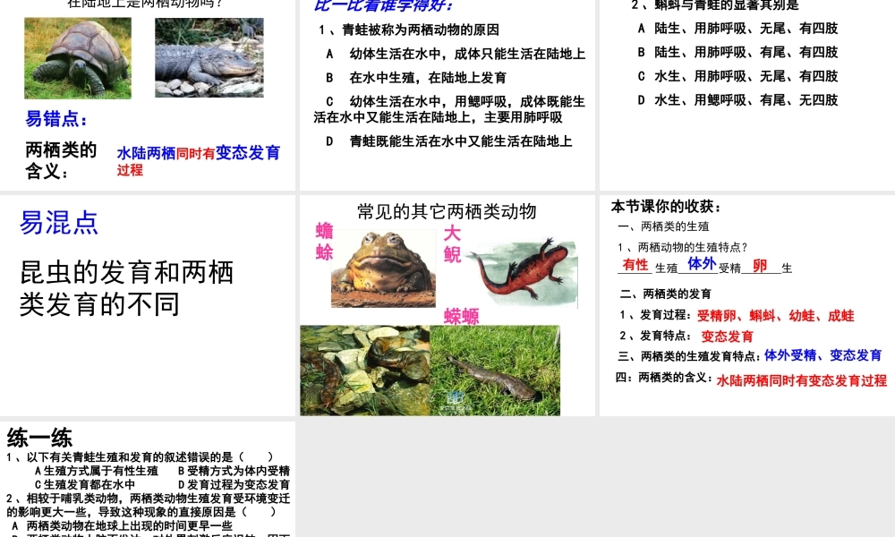 八年级生物上册 4.2.2 两栖动物的生殖和发育课件 （新版）济南版-（新版）济南版初中八年级上册生物课件