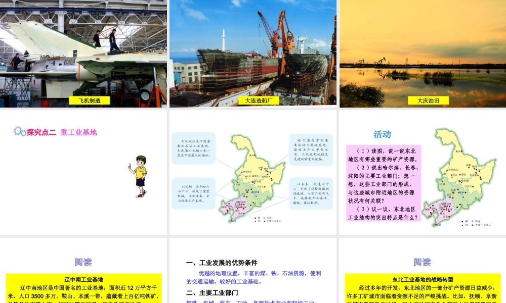 八年级地理下册 第六章 第三节 东北地区的产业分布课件 （新版）湘教版-（新版）湘教版初中八年级下册地理课件