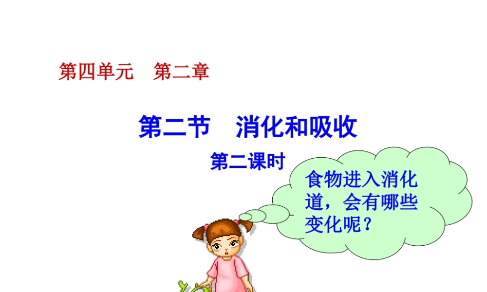 八年级生物上册 4.2.2 消化和吸收（第2课时）课件 鲁科版-鲁科级上册生物课件