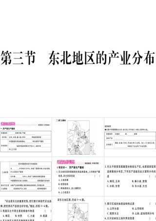 八年级地理下册 第六章 第三节 东北地区的产业分布习题课件 （新版）湘教版-（新版）湘教版初中八年级下册地理课件