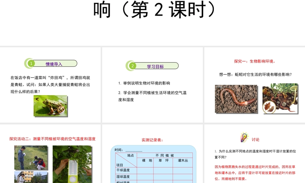 八年级生物上册 1.1.2《生物与环境的相互影响》（第2课时）课件1 （新版）新人教版-（新版）新人教版初中八年级上册生物课件
