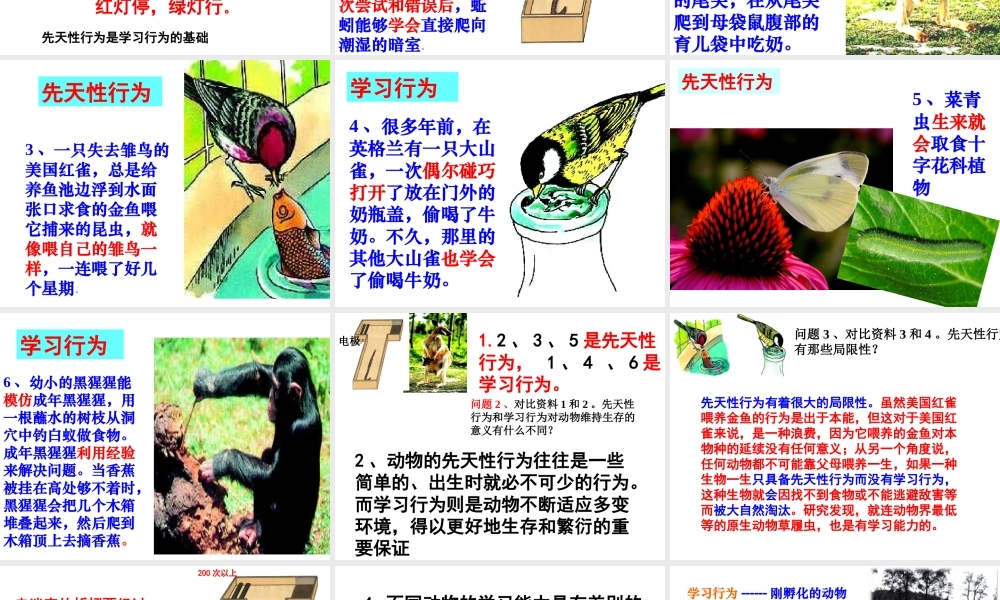 八年级生物上册 4.2.3 先天性行为和学习行为课件 （新版）冀教版-（新版）冀教版初中八年级上册生物课件