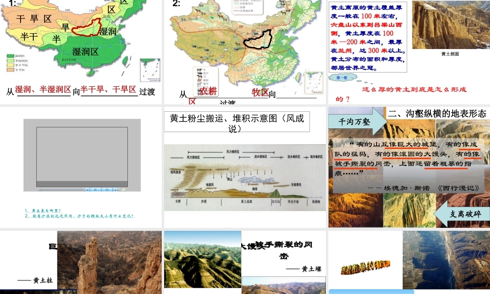 八年级地理下册 第六章 第三节 黄土高原课件 （新版）星球商务版-人教版初中八年级下册地理课件