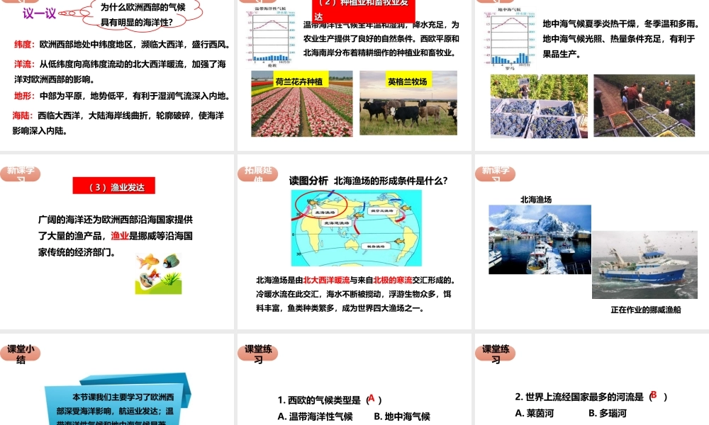 八年级地理下册 第六章 第三节 欧洲西部（第2课时）课件 中图版