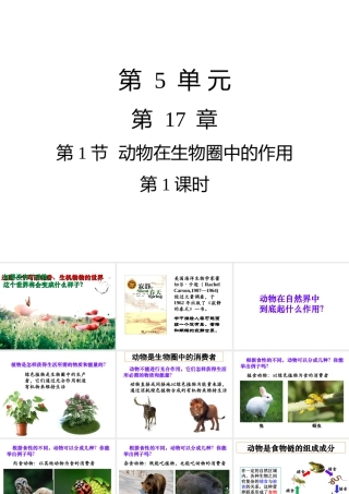 八年级生物上册 17.1动物在生物圈中的作用（第1课时）课件 （新版）北师大版