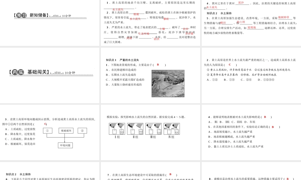 八年级地理下册 第六章 第三节 世界最大的黄土堆积区 黄土高原（第2课时）习题课件 （新版）新人教版-（新版）新人教版初中八年级下册地理课件