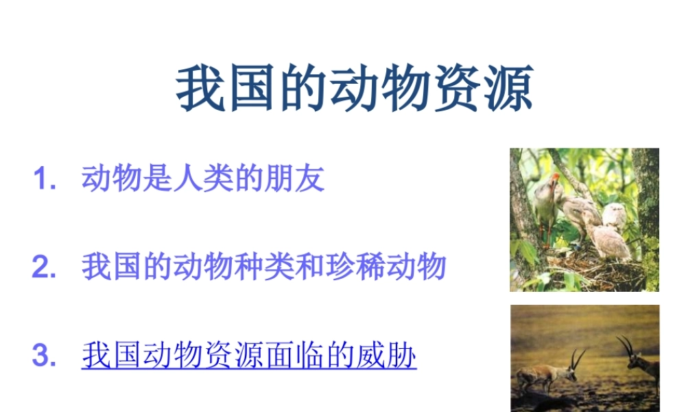 八年级生物上册 17.2 我国的动物资源课件 北师大版