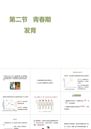 八年级生物上册 4.3.2《青春期发育》课件 （新版）济南版-（新版）济南级上册生物课件