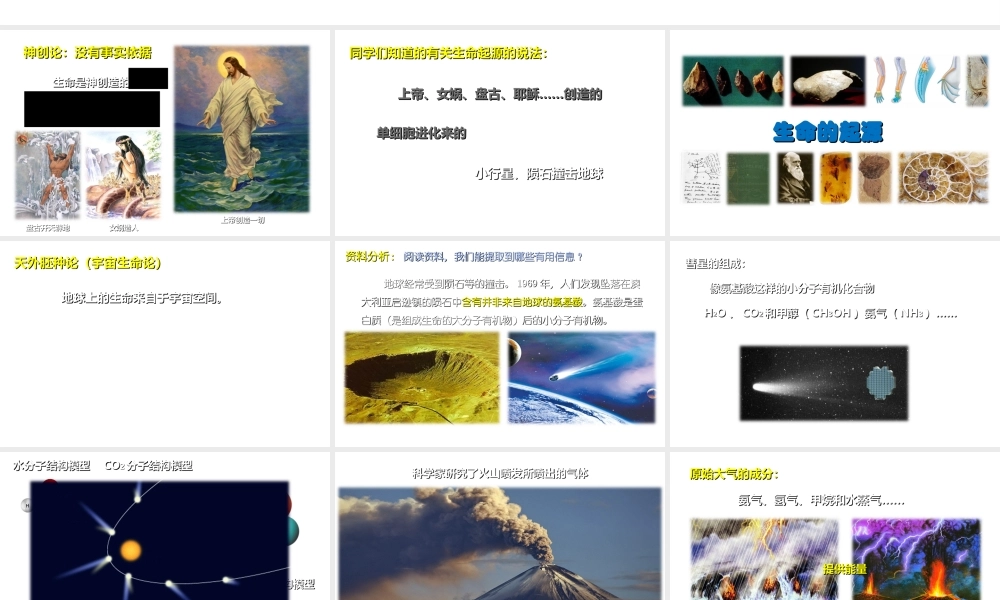 八年级生物上册 12.1 生命的起源教学课件 （新版）北京版-北京级上册生物课件