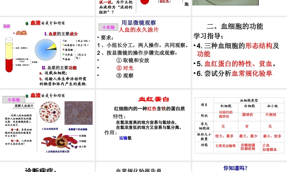 八年级生物上册 4.4.1 物质运输的载体课件 鲁科版五四制-鲁科级上册生物课件