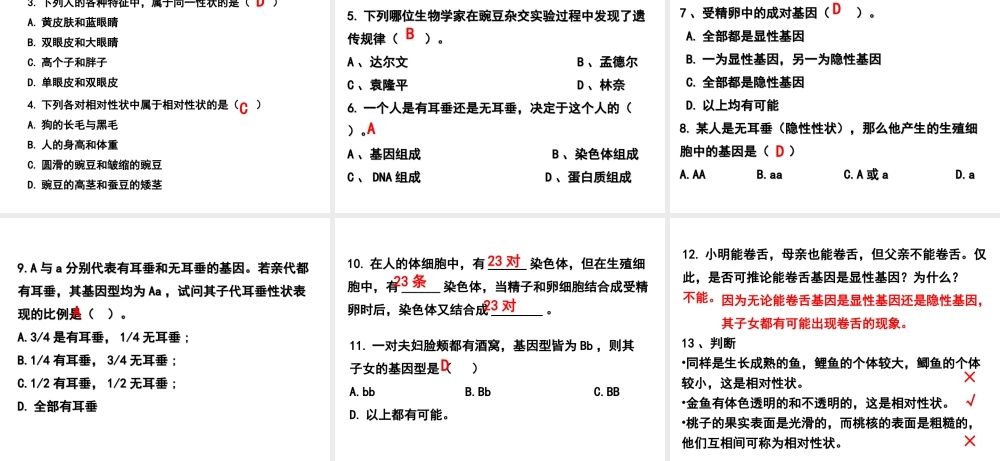 八年级生物上册 4.4.2 性状的遗传课件 （新版）济南版-（新版）济南级上册生物课件