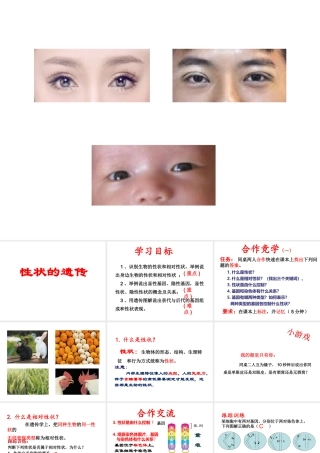 八年级生物上册 4.4.2《性状的遗传》课件2 （新版）济南版-（新版）济南版初中八年级上册生物课件