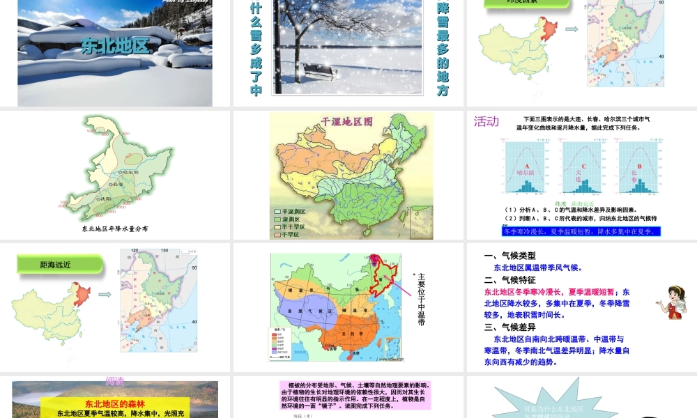 八年级地理下册 第六章 第一节 东北地区的地理位置与自然环境课件 （新版）湘教版