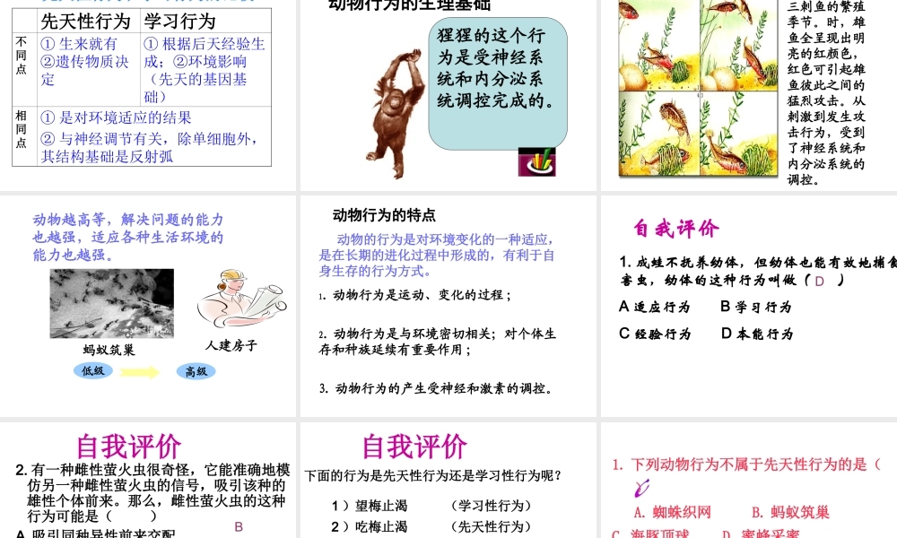 八年级生物上册 18.2动物行为的生理基础课件 （新版）苏教版-（新版）苏教版初中八年级上册生物课件