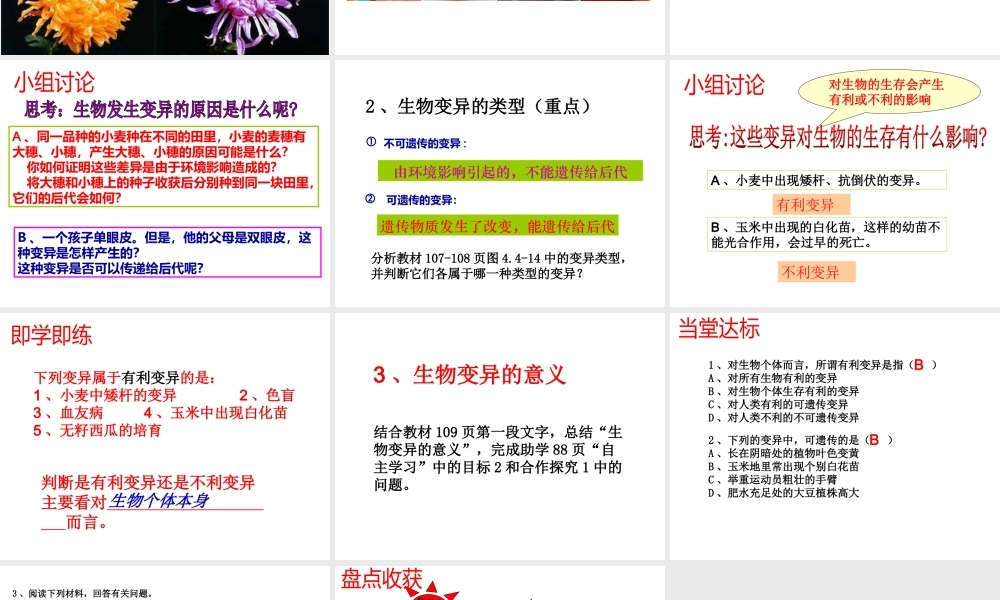 八年级生物上册 4.4.4《生物的变异》课件3 （新版）济南版-（新版）济南版初中八年级上册生物课件