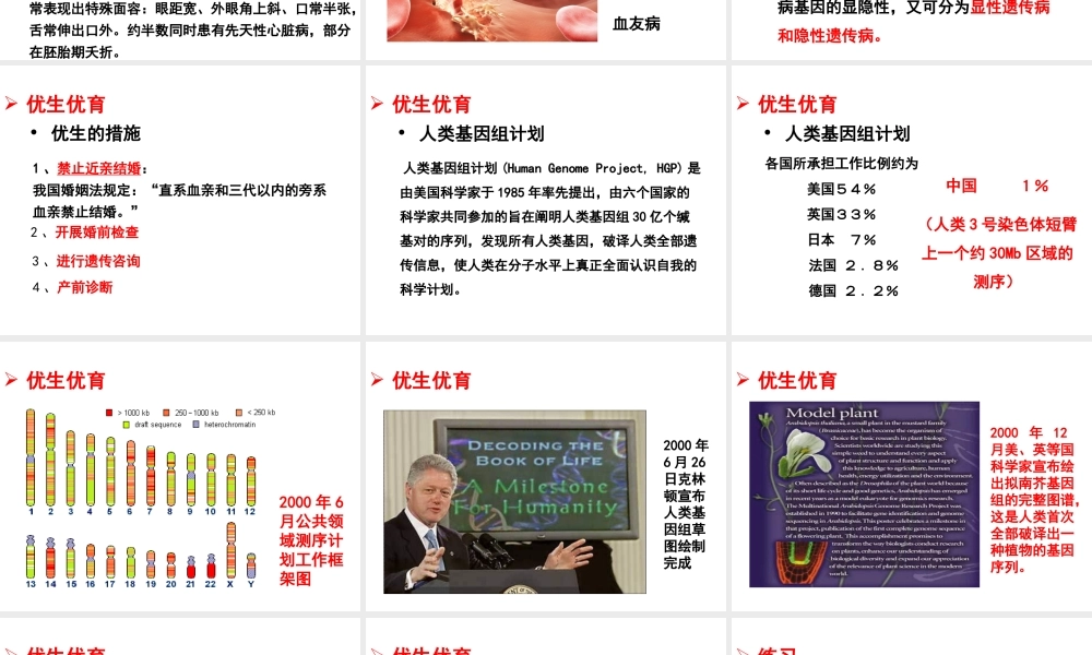 八年级生物上册 4.4.5 人类优生与基因组计划课件 （新版）济南版-（新版）济南级上册生物课件