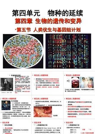 八年级生物上册 4.4.5 人类优生与基因组计划课件 （新版）济南版-（新版）济南级上册生物课件