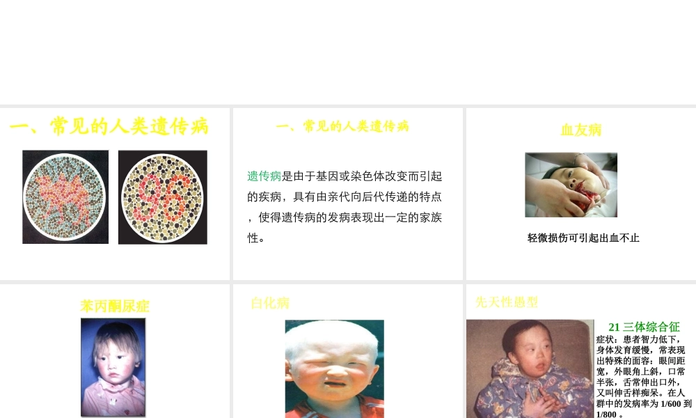 八年级生物上册 4.4.5《人类优生与基因组计划》课件1 （新版）济南版-（新版）济南级全册生物课件