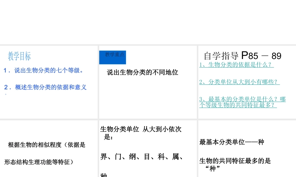 八年级生物上册 6.1.2 从种到界公开课教学课件 （新版）新人教版-（新版）新人教版初中八年级上册生物课件