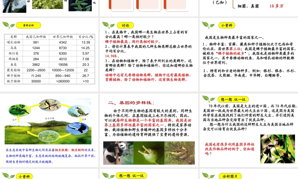 八年级生物上册 6.2《认识生物的多样性》课件2 （新版）新人教版-（新版）新人教版初中八年级上册生物课件